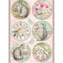 Papel de arroz Círculos Orchids and Cats Stamperia 21x30cm