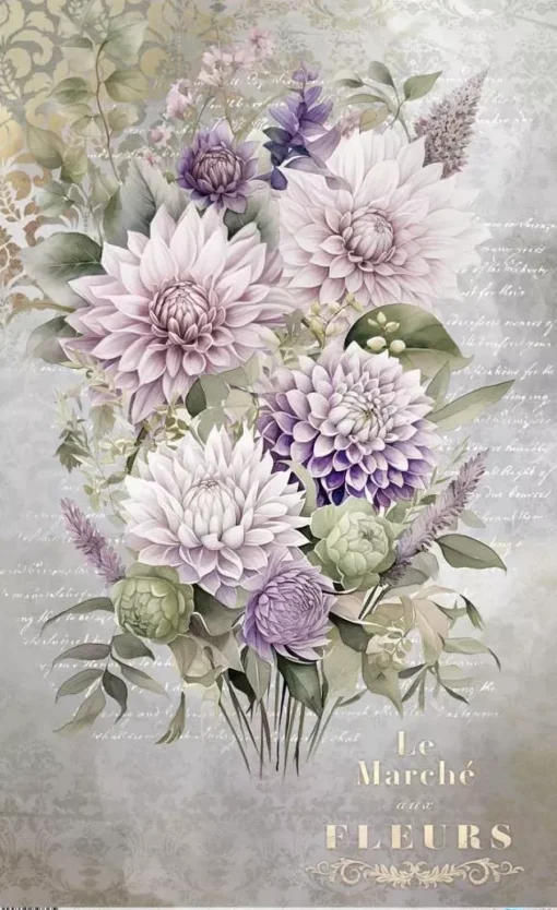 Papel de Arroz Dahlias IV La Vie en Fleurs PapersForYou 54x33cm