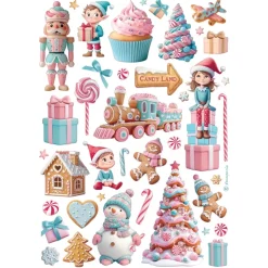 Papel de arroz Elementos Romantic Candy Christmas Stamperia 21x30cm