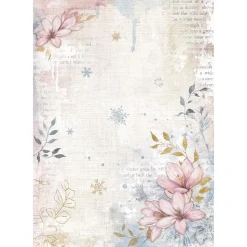 Papel de arroz Esquina Floral Dewdrops Stamperia 21x30cm