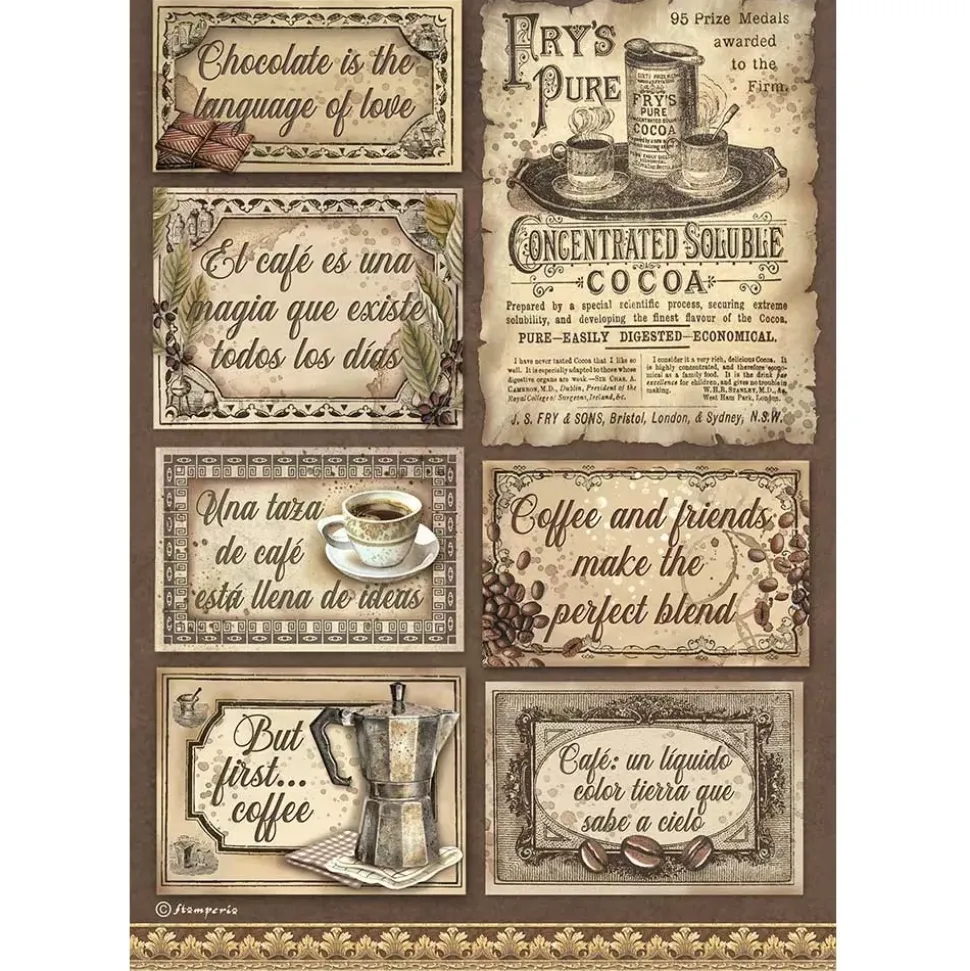 Papel de arroz Etiquetas Coffee & Chocolate Stamperia