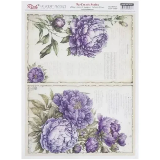 Papel de Arroz Flores Violetas Rich 29x42cm