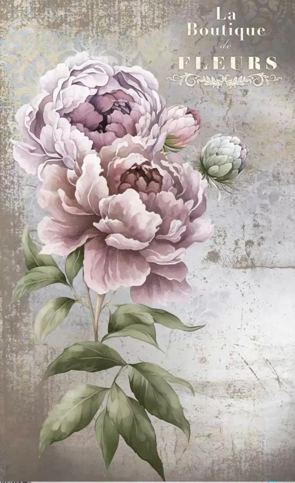 Papel de Arroz Peonies III La Vie en Fleurs PapersForYou 54x33cm