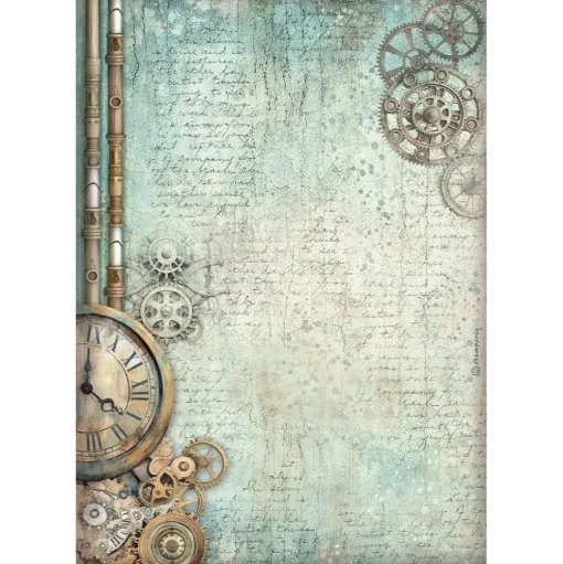Papel de arroz Reloj y Engranajes Master of Magic Stamperia 21x30cm
