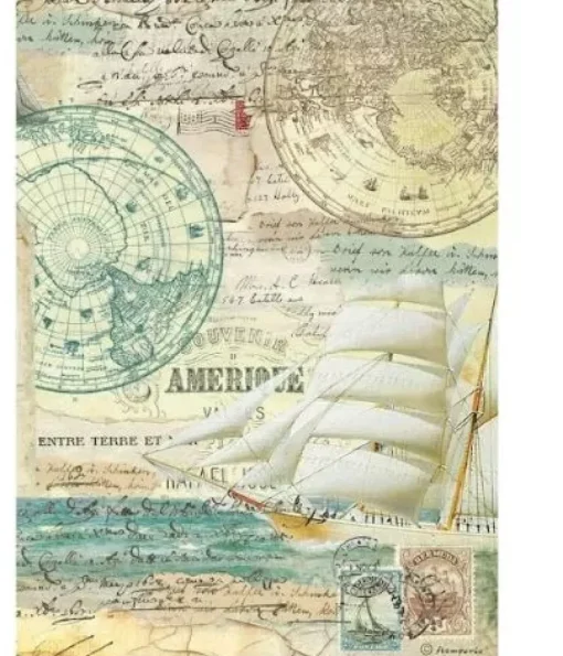 Papel de arroz Sailing ship Around the World Stamperia 21x29,7cm
