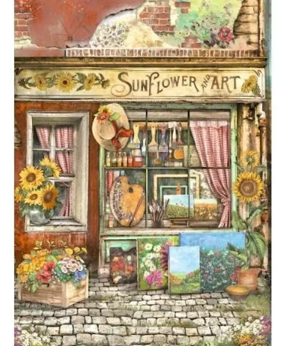 Papel de arroz Shop Sunflower Art Stamperia 21x29,7cm