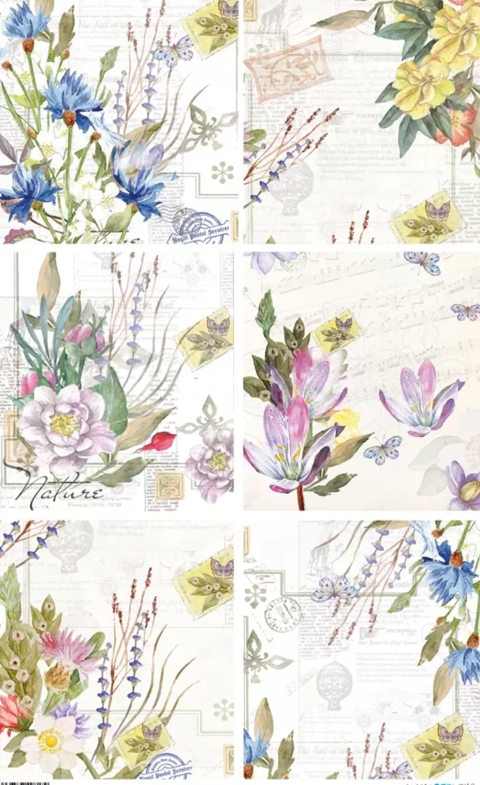 Papel de arroz Vintage flowers PapersForYou 54x33cm