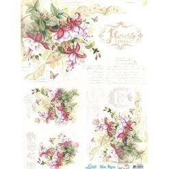 Papel Slim Decoupage Fleurs Vintage Artis Decor 47,3x33,8cm