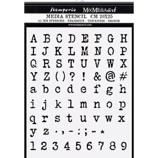 Plantilla de Stencil Alphabet and Numbers Stamperia 20x25cm