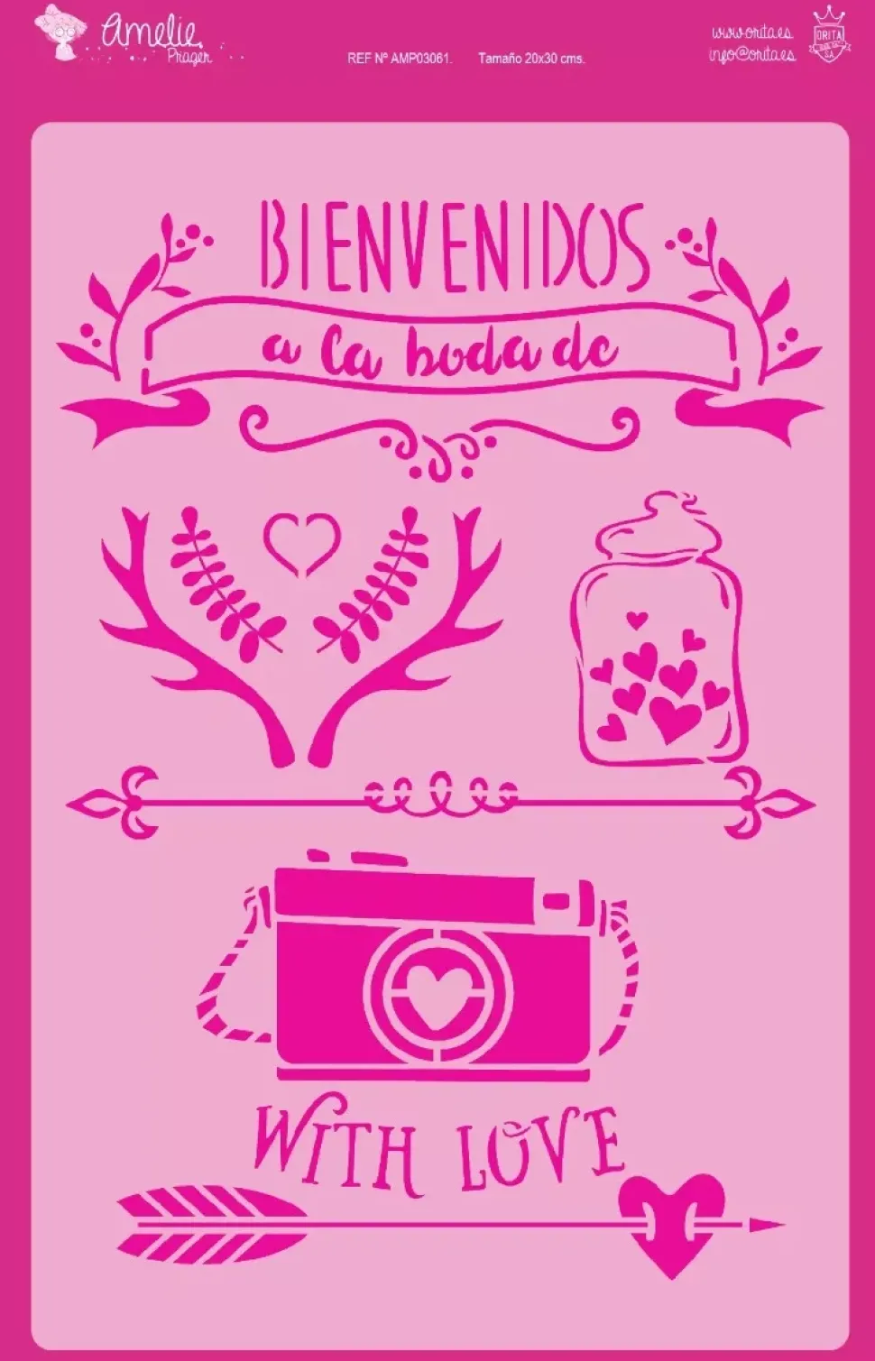 Plantilla de stencil Bienvenidos a la boda 20x30cm