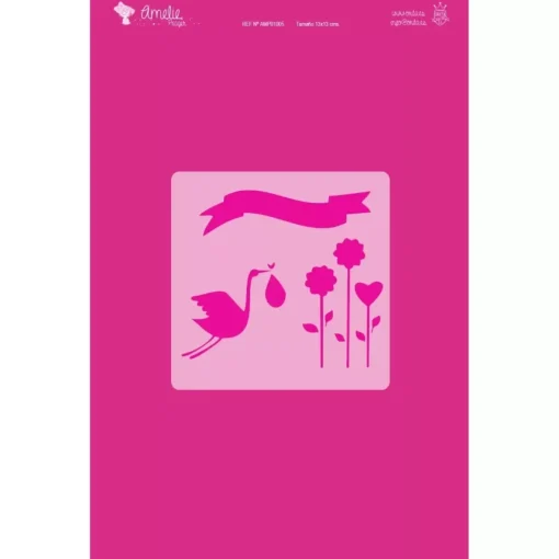 Plantilla de stencil Cigüeña 13x13cm