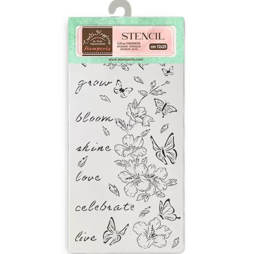 Plantilla de stencil Flores y Mariposas Secret Diary Stamperia 12x25cm