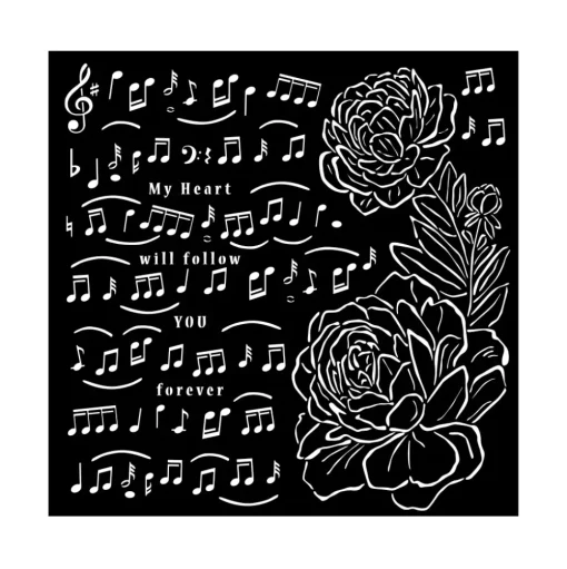 Plantilla de Stencil Notas Musicales Precious Stamperia 18x18cm