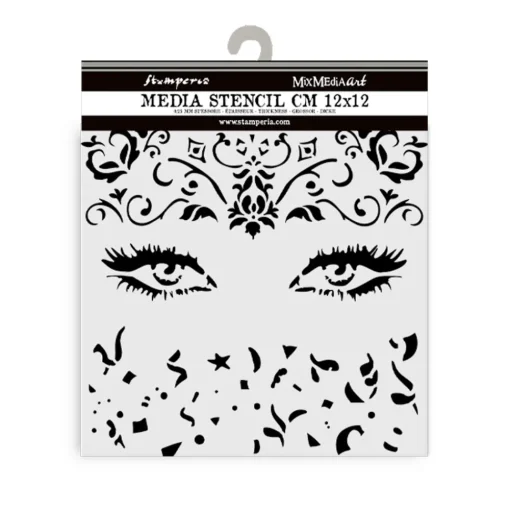 Plantilla de stencil Ojos Masquerade Stamperia 12x12cm