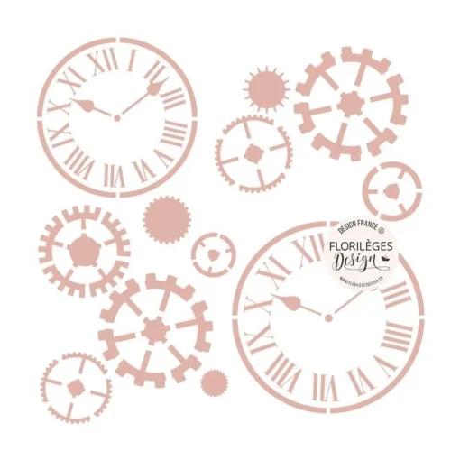 Plantilla de stencil Paso del tiempo Florilèges Design 15x15cm