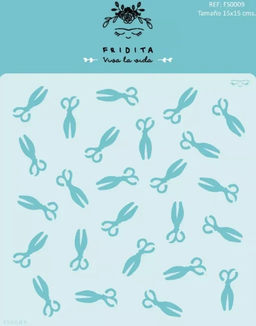 Plantilla de stencil Tijeras 15x15cm Fridita