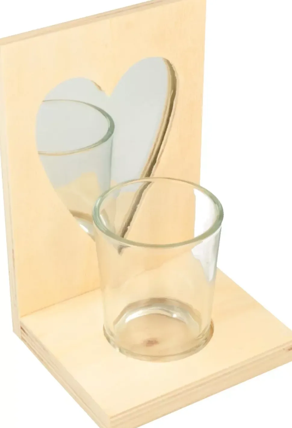 Portavelas Madera Corazón de Espejo Artemio