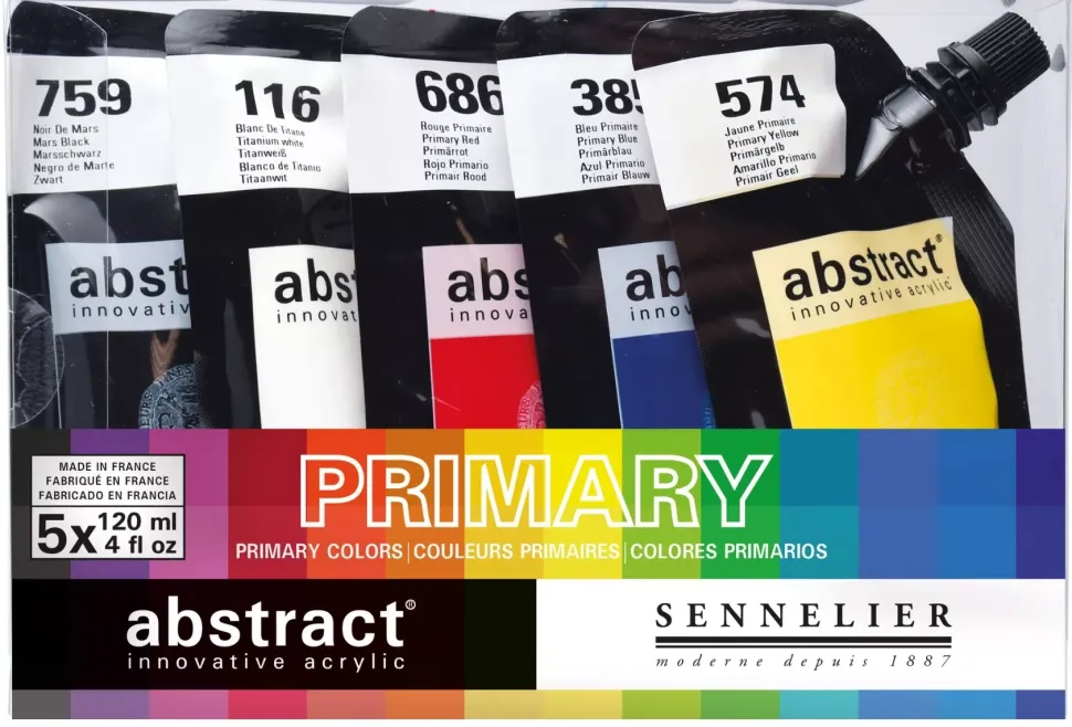 Set 5 Acrílicos Abstract Colores Primarios Sennelier 120ml