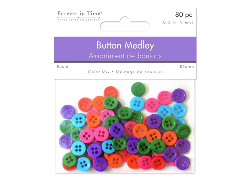 Set 80 Botones Color Brillante Multicraft 9mm
