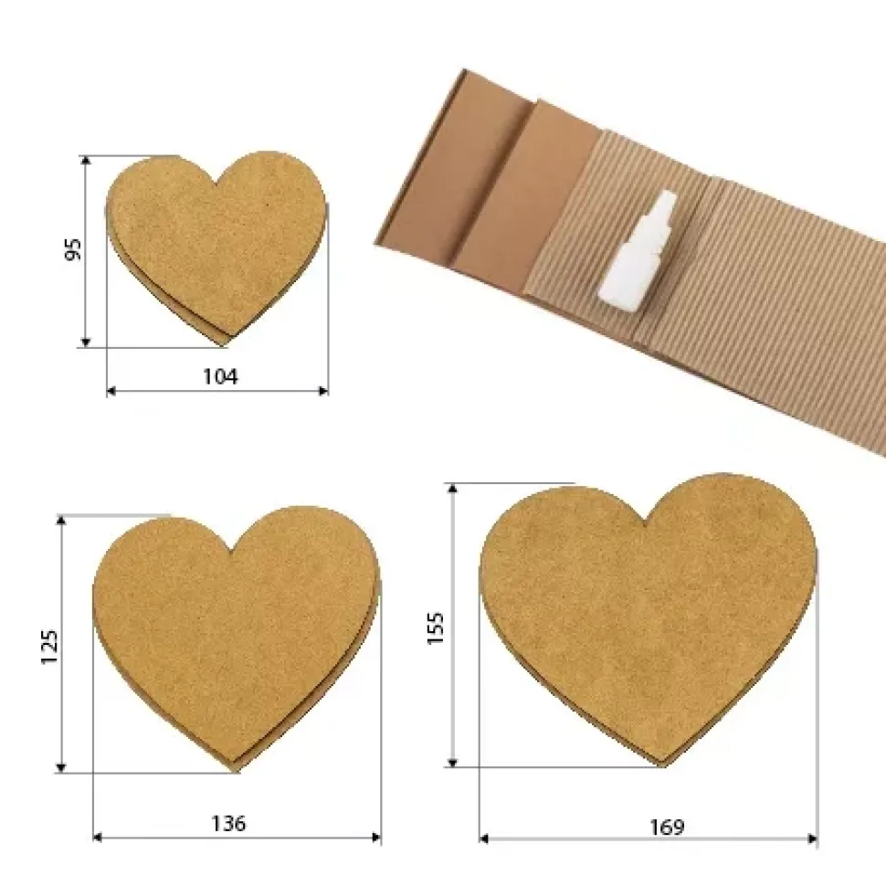 Set 3 cajas corazón de regalo kraft Fabrika Decoru