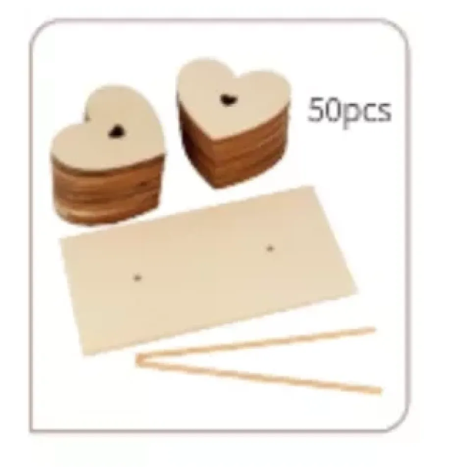 Set 50 Corazones madera + Base On se Marie Artemio