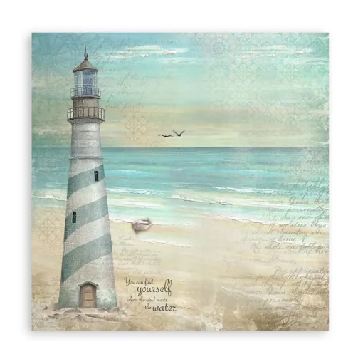 Set 4 hojas de tela Fabric Sea Land Stamperia 30x30cm