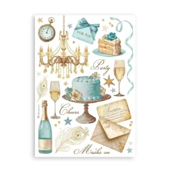 Set 8 hojas de washi tape Masquerade Stamperia A5