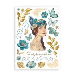 Set 8 hojas de washi tape Masquerade Stamperia A5