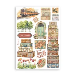 Set 8 hojas de washi tape Art of Travelling Stamperia A5