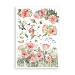 Set 8 hojas de washi tape House of Roses Stamperia A5