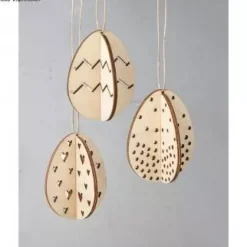 Set 3 Huevos de Pascua 3D de Madera para Colgar Rayher