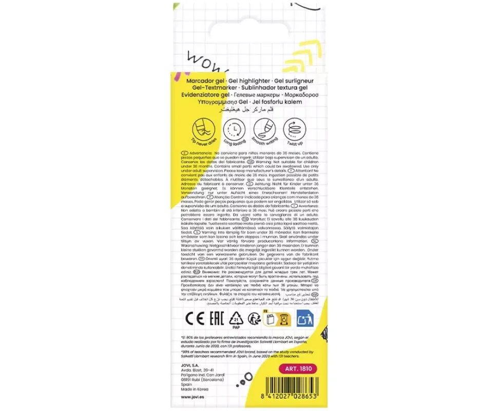 Set 4 marcadores de cera neón Jovi