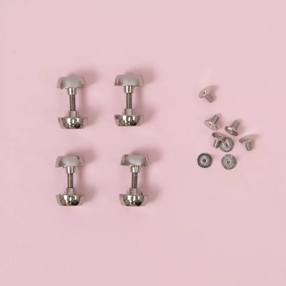 Set 8 Mini Pomos Decorativos Plateados