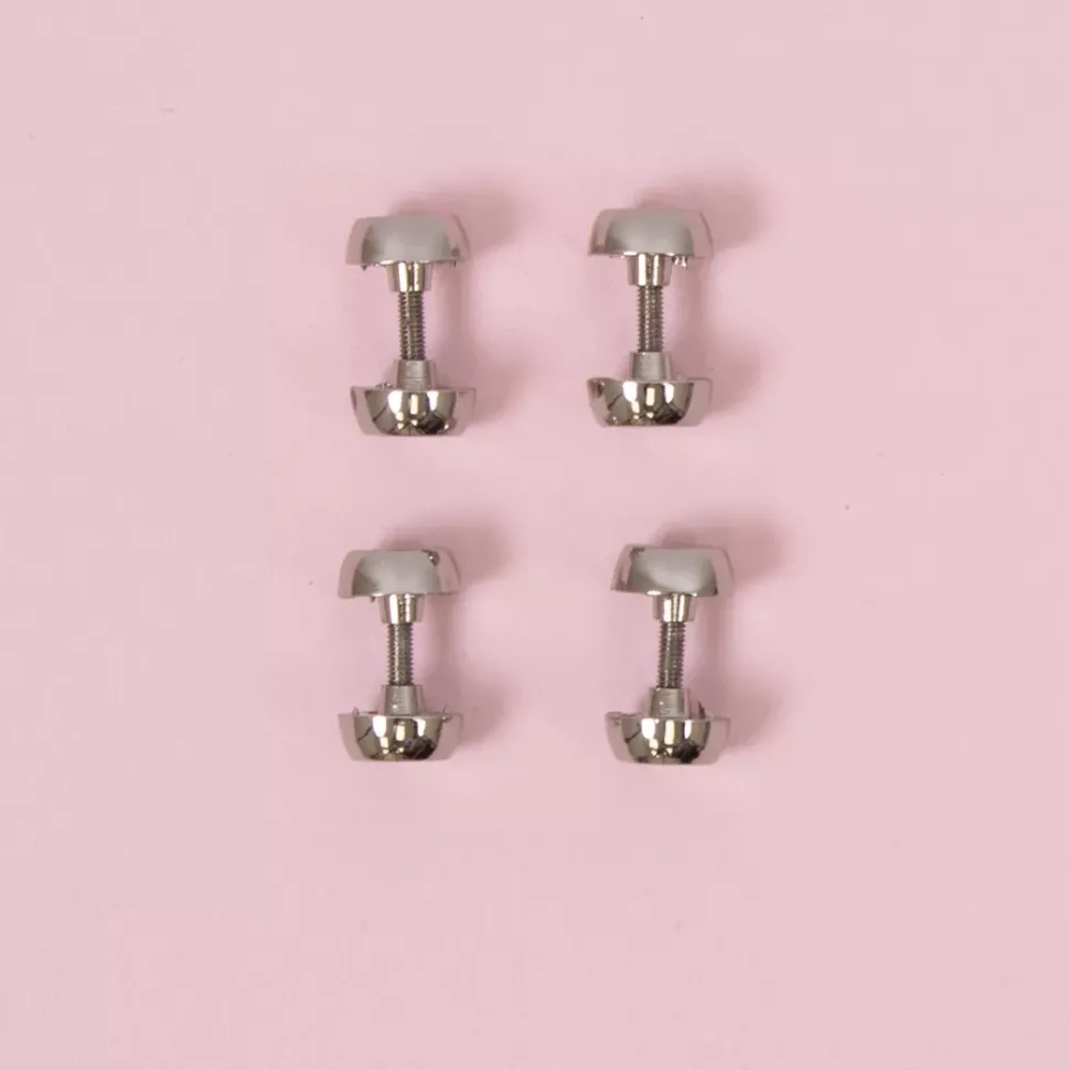 Set 8 Mini Pomos Decorativos Plateados