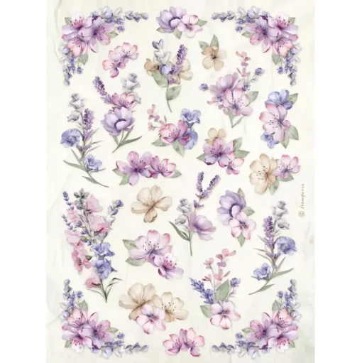 Set 6 papeles de arroz Lavender Stamperia 21x30cm
