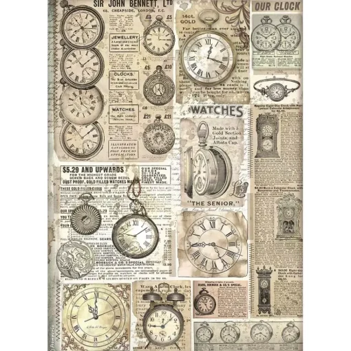Set 6 papeles de arroz Brocante Antiques Stamperia 21x30cm
