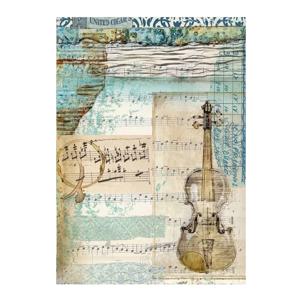 Set 8 papeles de arroz Music Stamperia 10x15cm