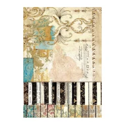 Set 8 papeles de arroz Music Stamperia 10x15cm