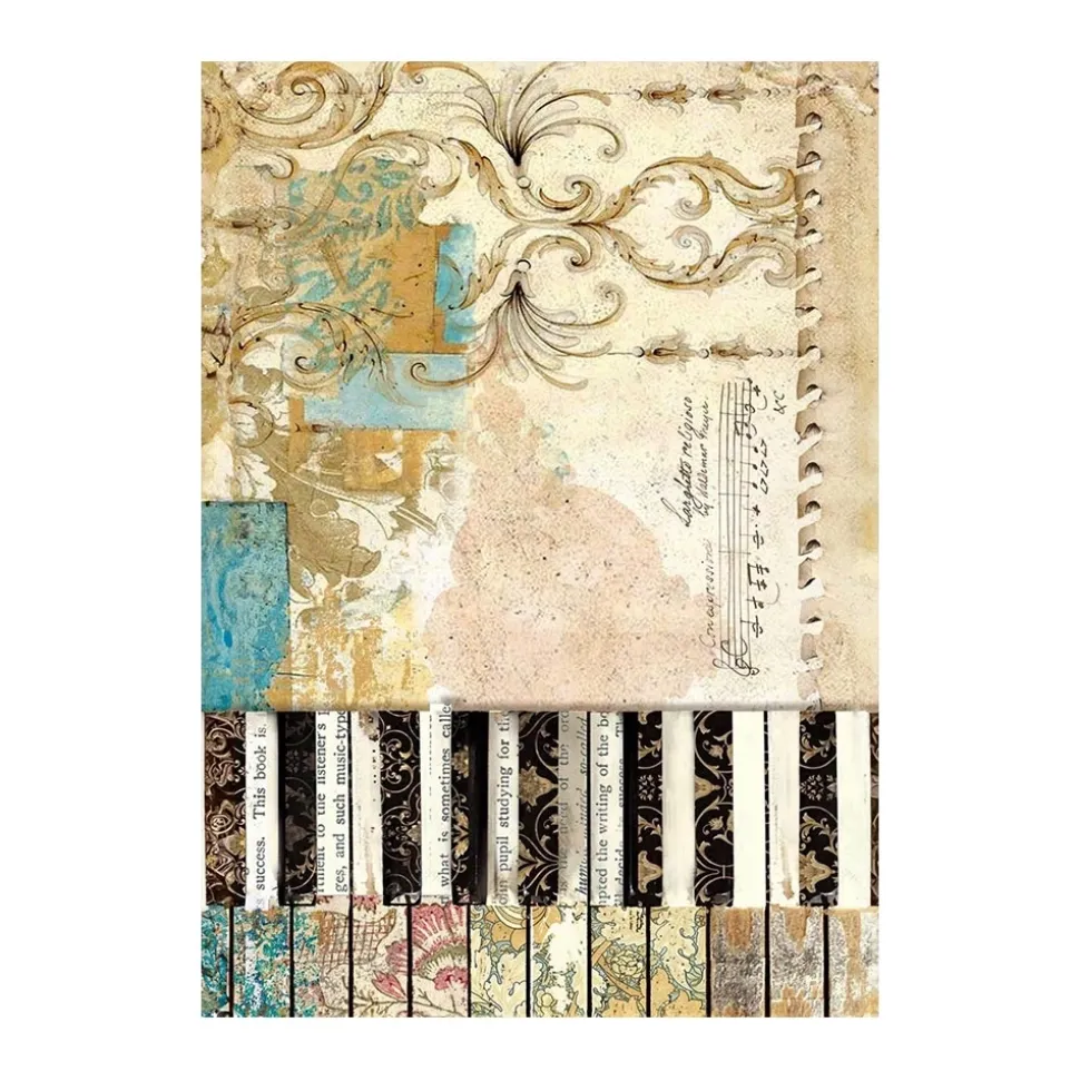 Set 8 papeles de arroz Music Stamperia 10x15cm