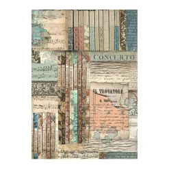 Set 8 papeles de arroz Music Stamperia 10x15cm