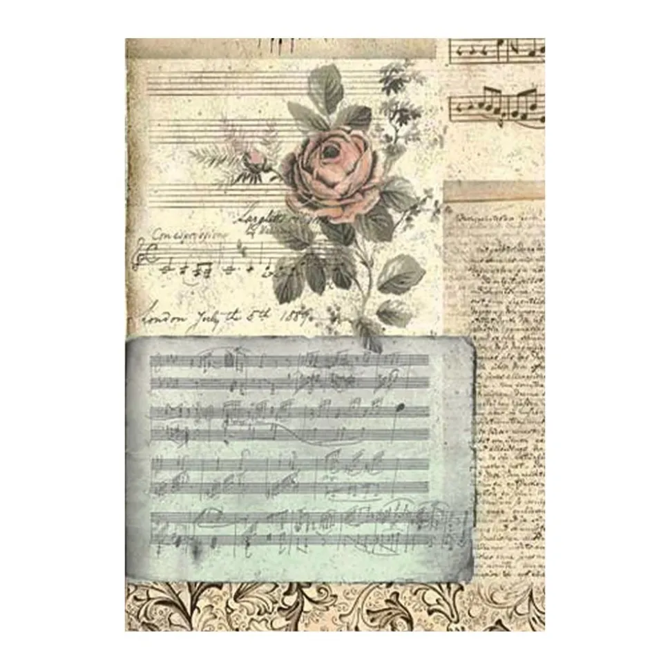 Set 8 papeles de arroz Music Stamperia 10x15cm