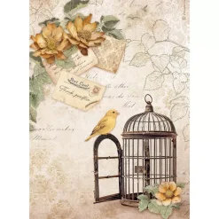 Set 6 papeles de arroz Romantic Golden Harmony Stamperia 21x30cm