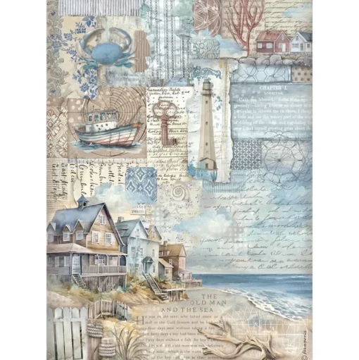 Set 6 papeles de arroz Silent Sea Stamperia 21x30cm
