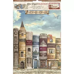 Set 6 papeles de arroz Vintage Library Stamperia 21x29cm