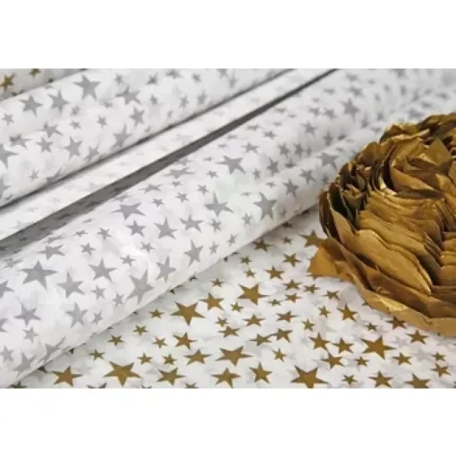 Set 4 Papeles de Seda Estrellas Plateadas Clairefontaine
