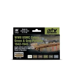 Set 6 pinturas modelismo WWII USMC Colors Green & Grey Patterns 1942-1945 Vallejo 17ml