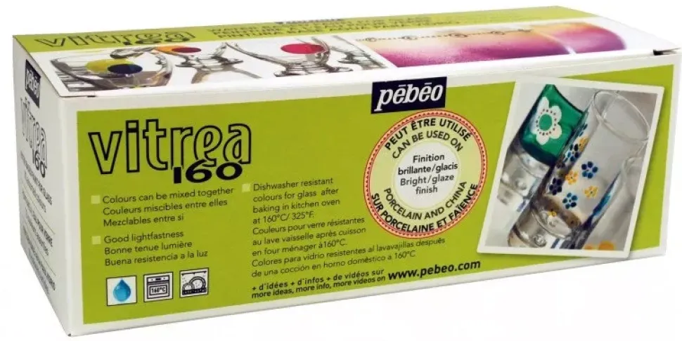 Set 10 pinturas para cristal Vitrea 160 Pebeo 45ml