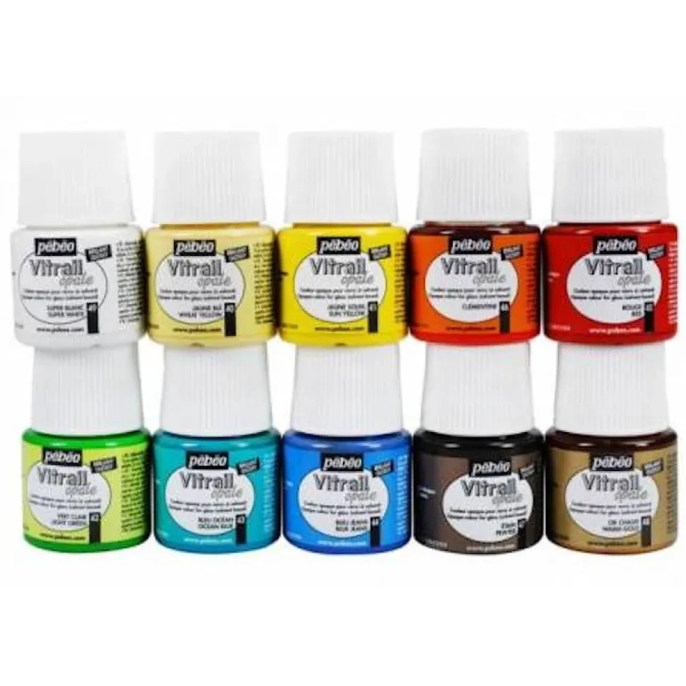 Set 10 pinturas para cristal Vitrea 160 Pebeo 45ml