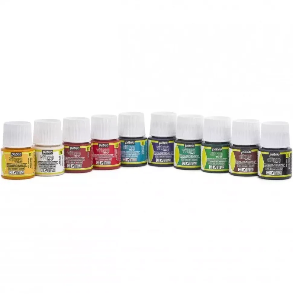 Set 10 pinturas para cristal Vitrea 160 Pebeo 45ml