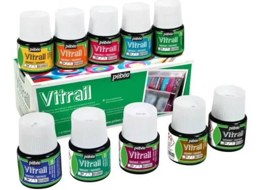 Set 10 pinturas para cristal Vitrail Pebeo 45ml